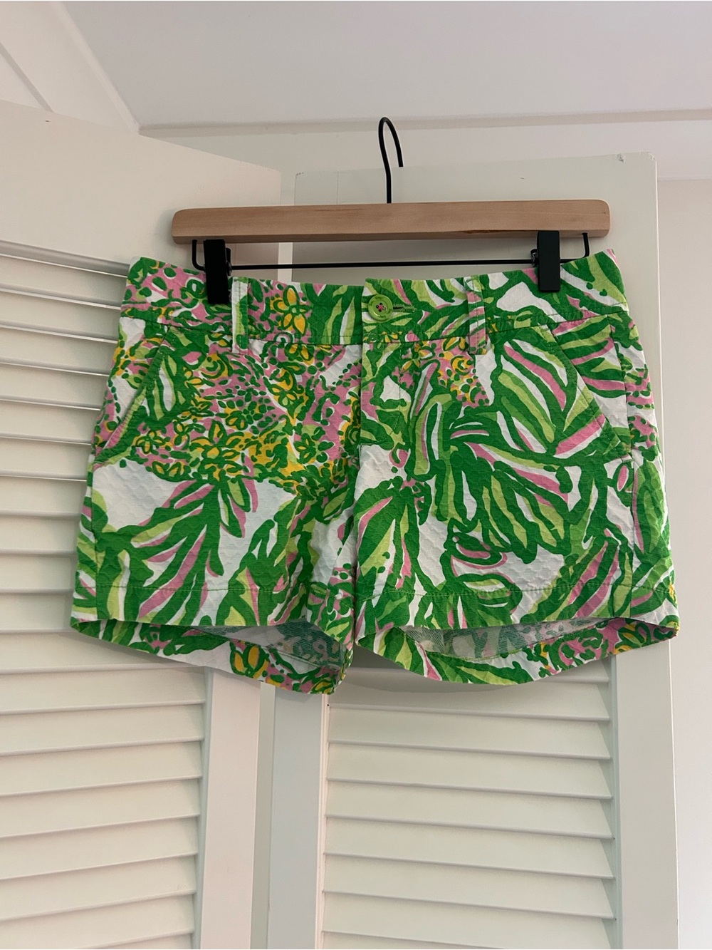 Lilly Pulitzer The Callahan Short Green Pink Tropical Print Women’s Size 0